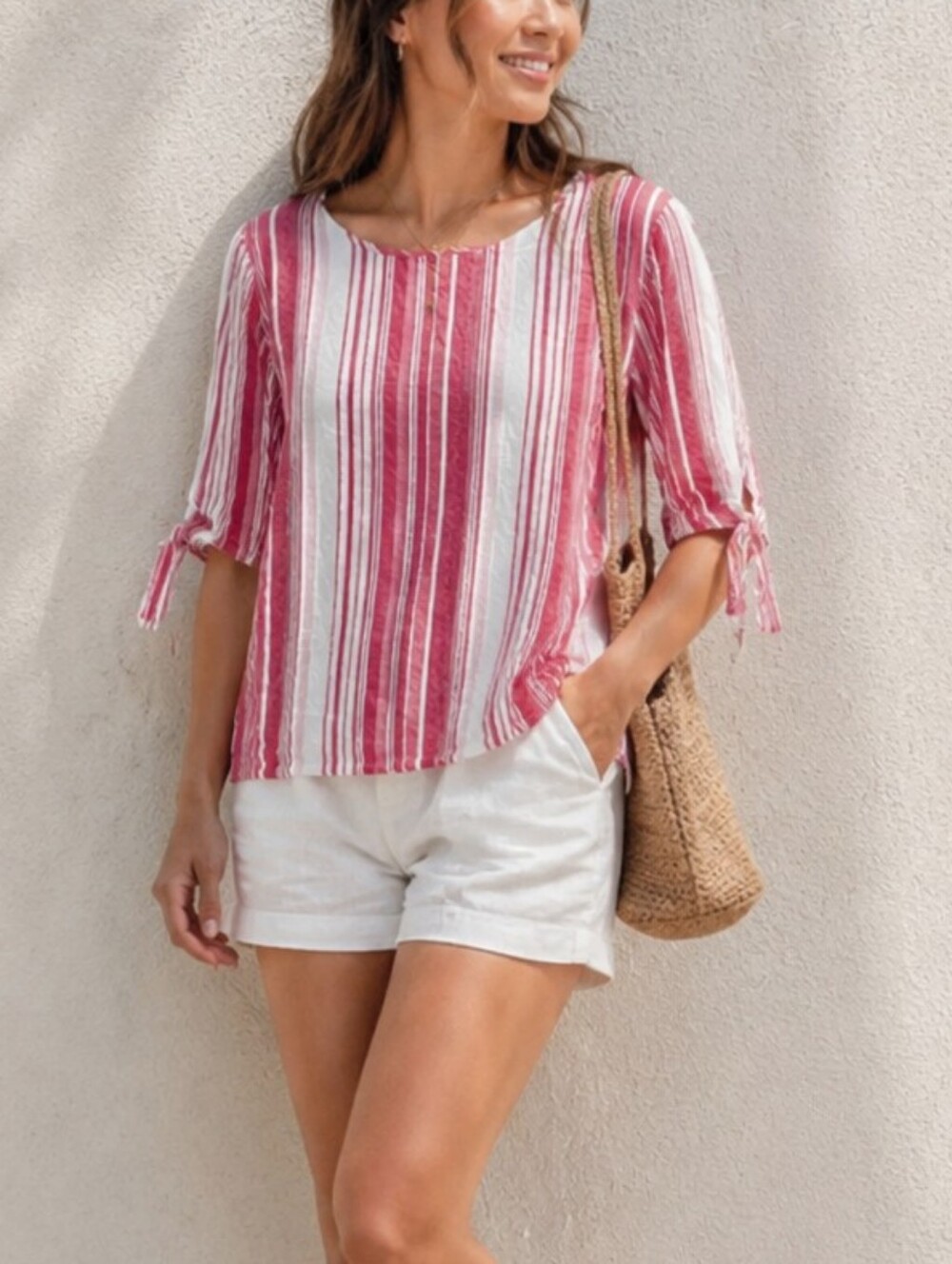 ONLY Striped Tie Sleeve Blouse Top EU 38 NWT Casual Chic